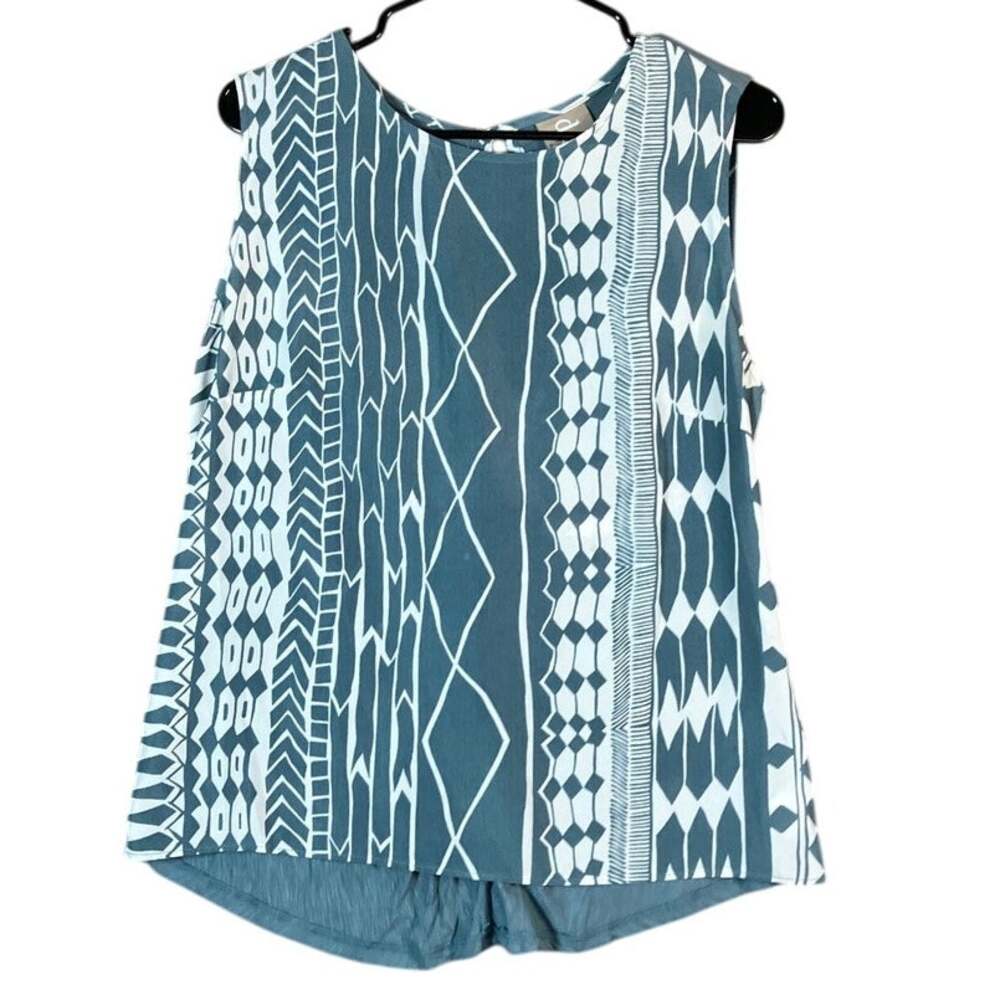 Anthropologie Dolan Womens Tank Blue White Astoria Open Twist Back Stretch M
